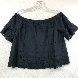 Madewell Black Lacy Cropped Top